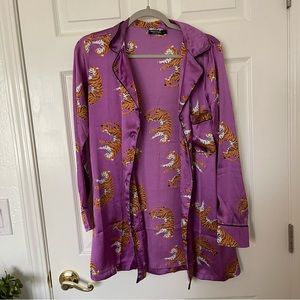 Tiger Pajama Shirt Dress